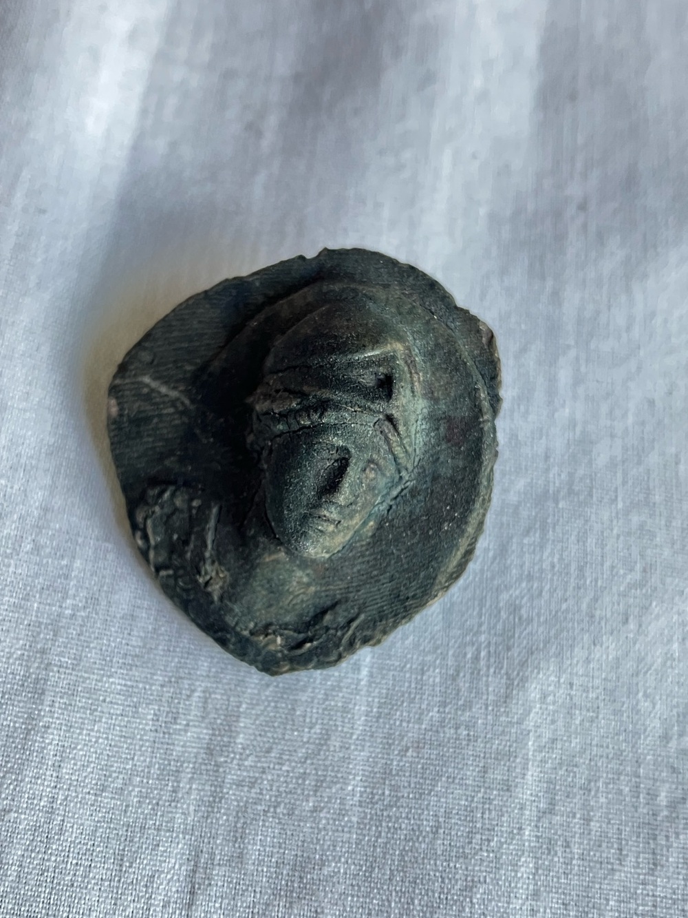 Vintage bust brooch pin classical figure Ancient Greece